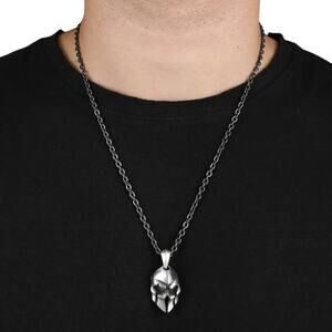 Valhalla Spartan Warrior Helmet Stainless Steel Pendant & Chain Necklace